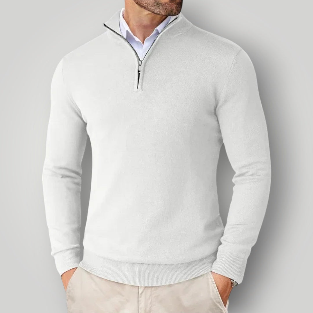 Maglione da Uomo con Mezza Zip | Tessuto Morbido e Colletto Alto