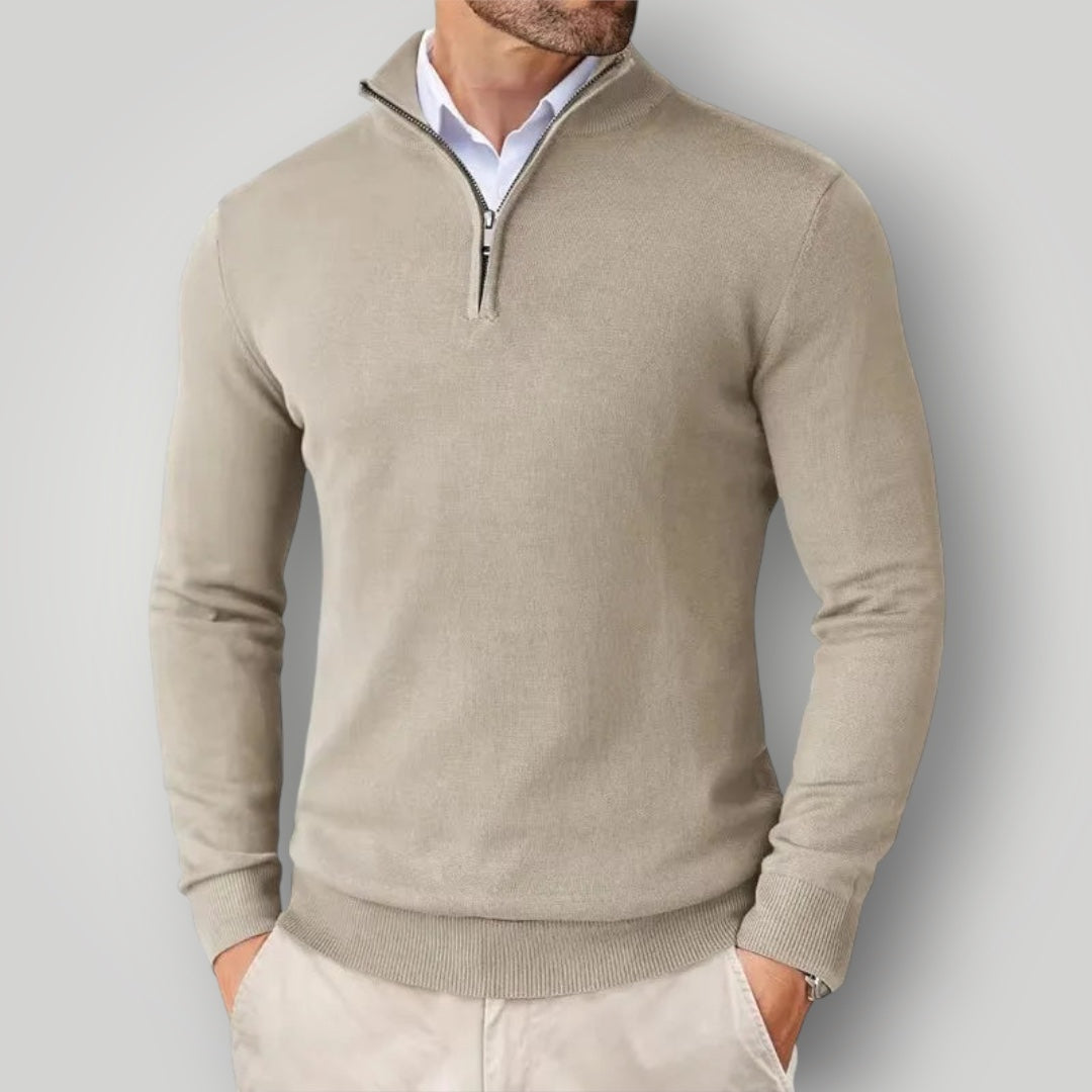 Maglione da Uomo con Mezza Zip | Tessuto Morbido e Colletto Alto