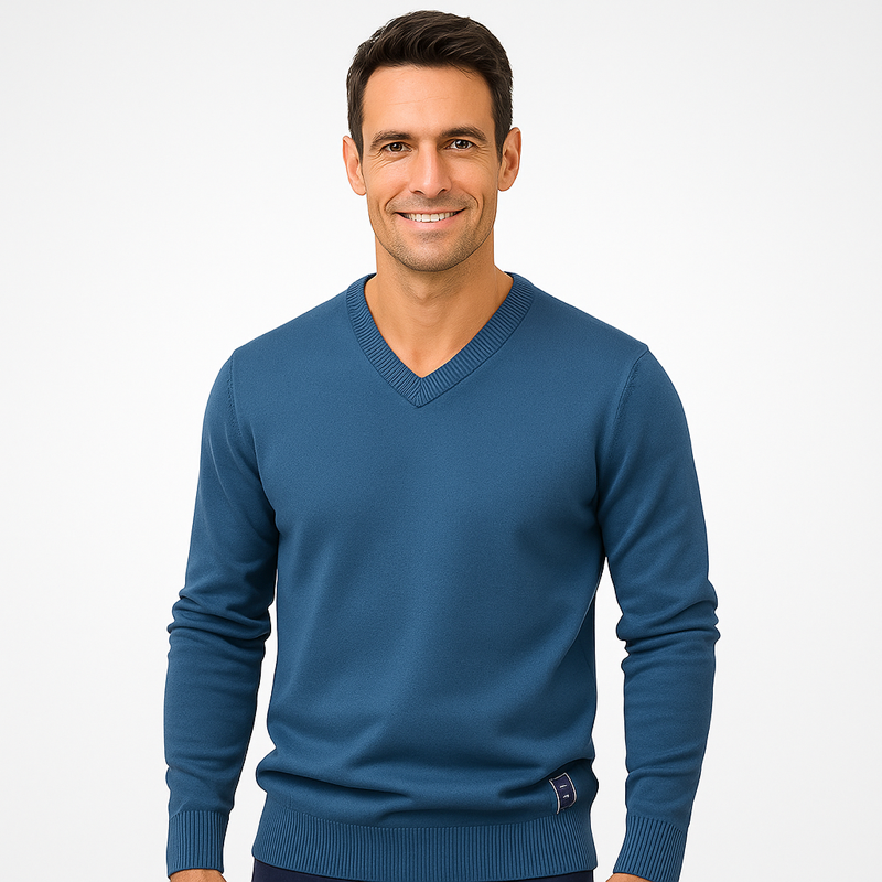 Maglione da Uomo con Scollo a V | Misto Cotone e Vestibilità Regolare