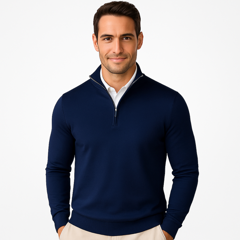 Maglione da Uomo con Mezza Zip | Tessuto Morbido e Colletto Alto