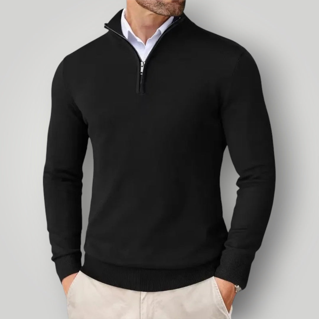 Maglione da Uomo con Mezza Zip | Tessuto Morbido e Colletto Alto