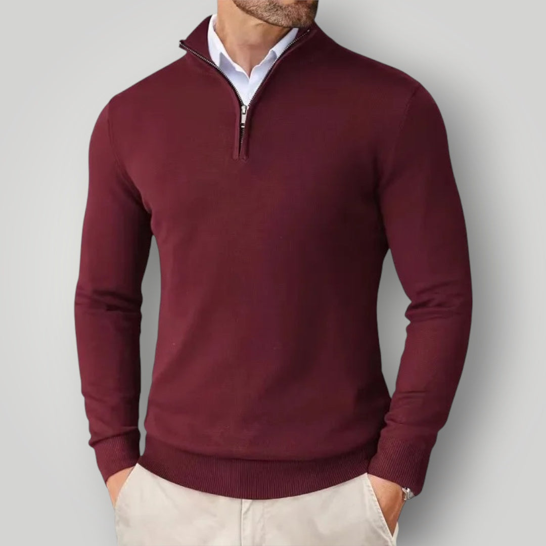 Maglione da Uomo con Mezza Zip | Tessuto Morbido e Colletto Alto