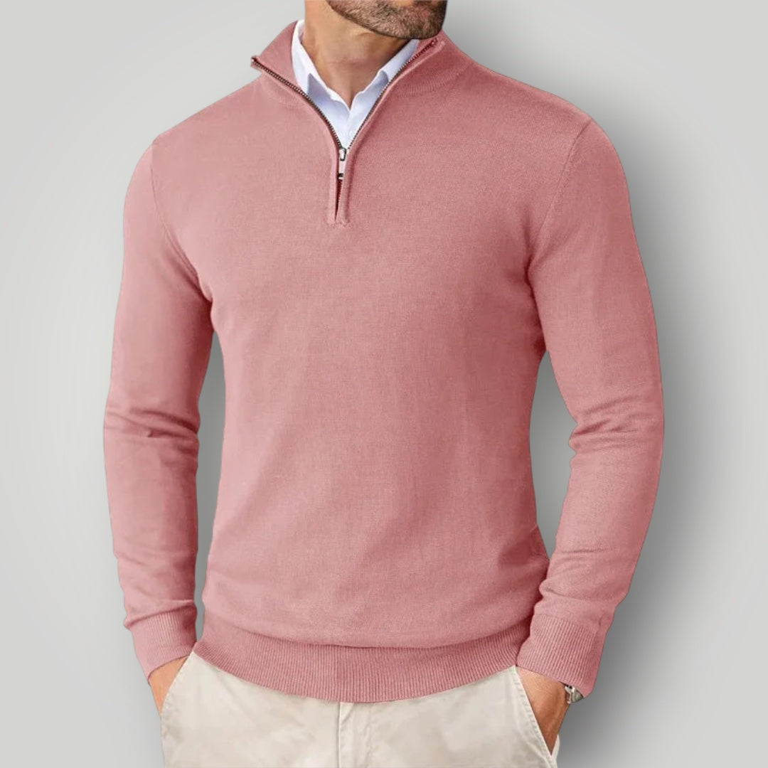 Maglione da Uomo con Mezza Zip | Tessuto Morbido e Colletto Alto
