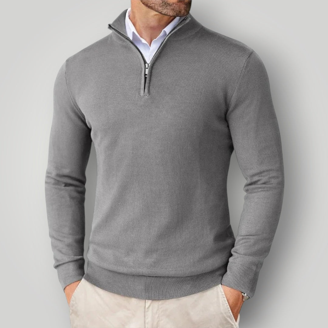 Maglione da Uomo con Mezza Zip | Tessuto Morbido e Colletto Alto