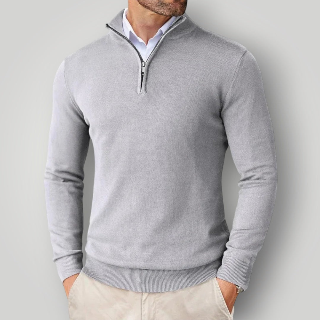 Maglione da Uomo con Mezza Zip | Tessuto Morbido e Colletto Alto