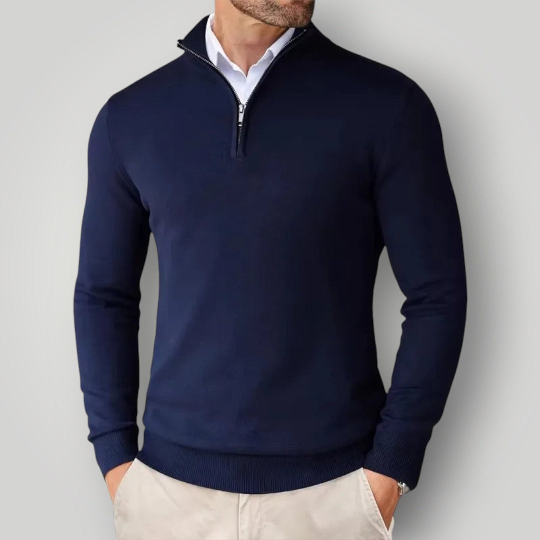 Maglione da Uomo con Mezza Zip | Tessuto Morbido e Colletto Alto