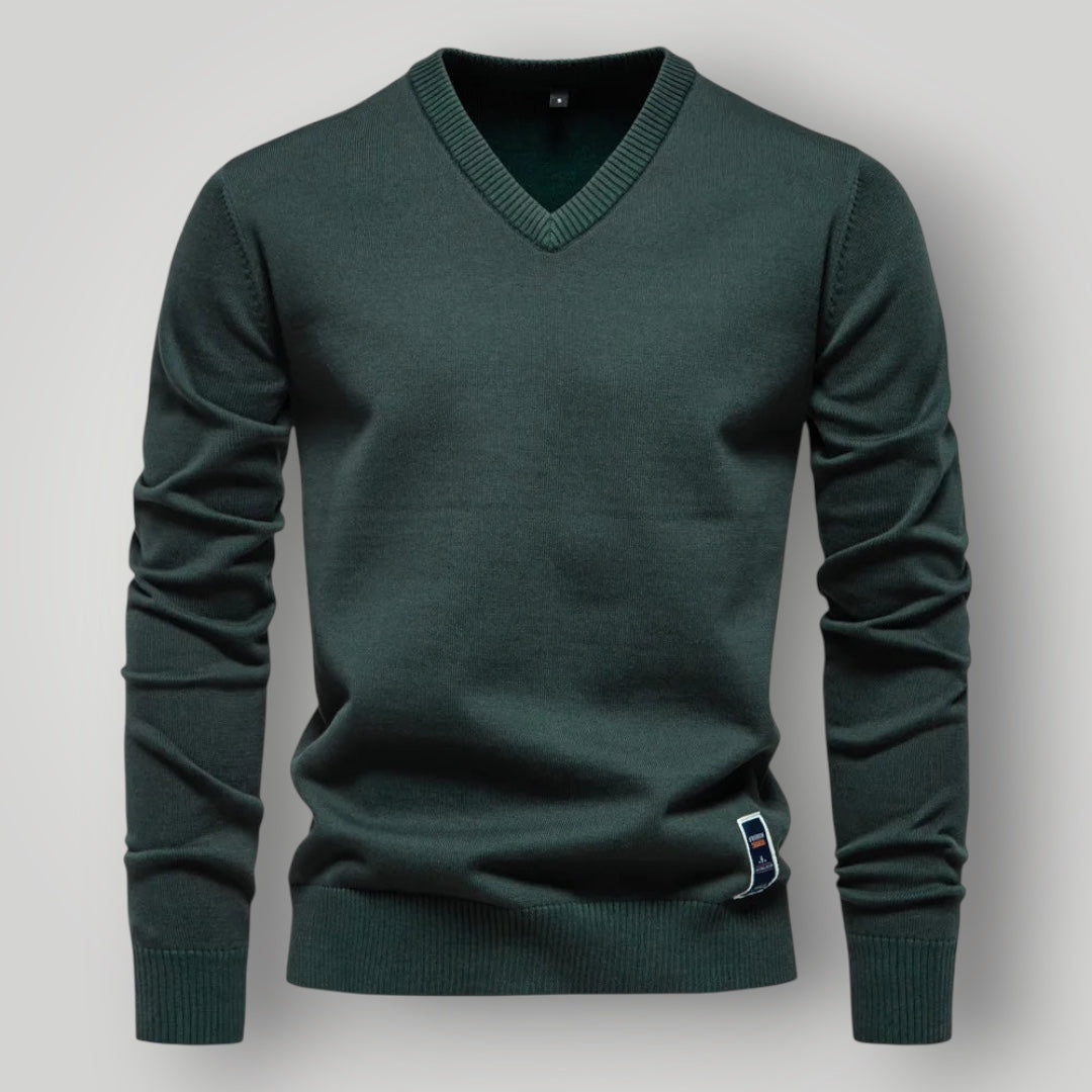 Maglione da Uomo con Scollo a V | Misto Cotone e Vestibilità Regolare